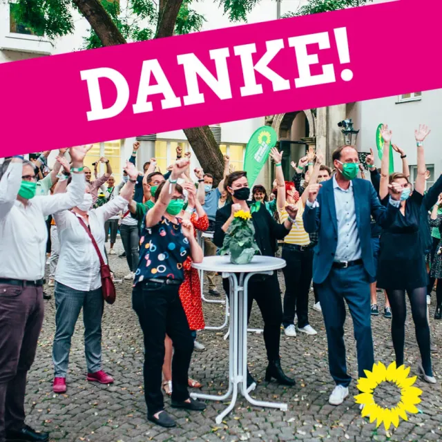 GRÜNE feiern Kommunalwahlergebnisse. Keine Wahlempfehlung zur Stichwahl.